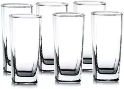 Ocean (Pack of 6)  Plaza  Long Drink 405 ML Glass Set Water/Juice Glass  (405 ml, Glass, White)