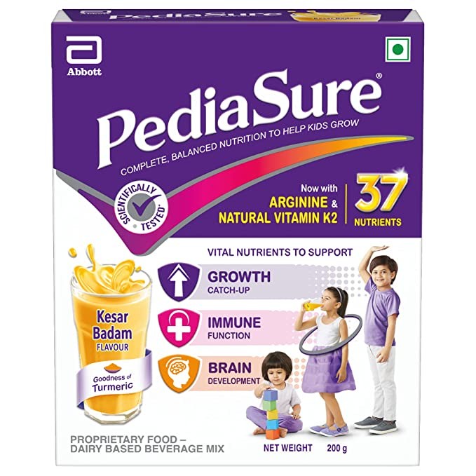 PediaSure Complete Balanced Nutritional Supplement to Help Kids Grow - 200 gm (Kesar Badam) - Box
